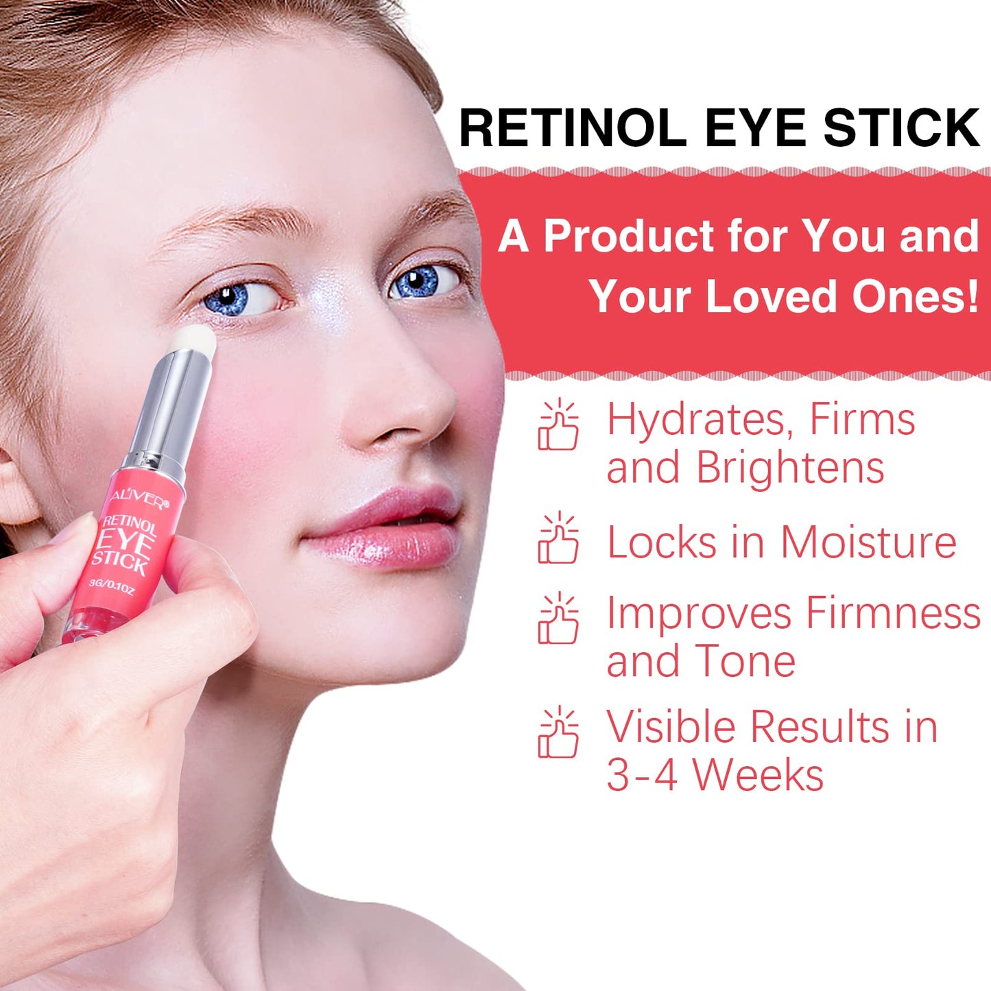 Uocasi Retinol Eye Stick, Cream, 2Pcs Brighten Cream Face Dark Circles and Puffy Eyes & Wrinkles,Tightening Balm, Anti Aging,Moisturising Balm Skincare-2Pcs, Pack of 2