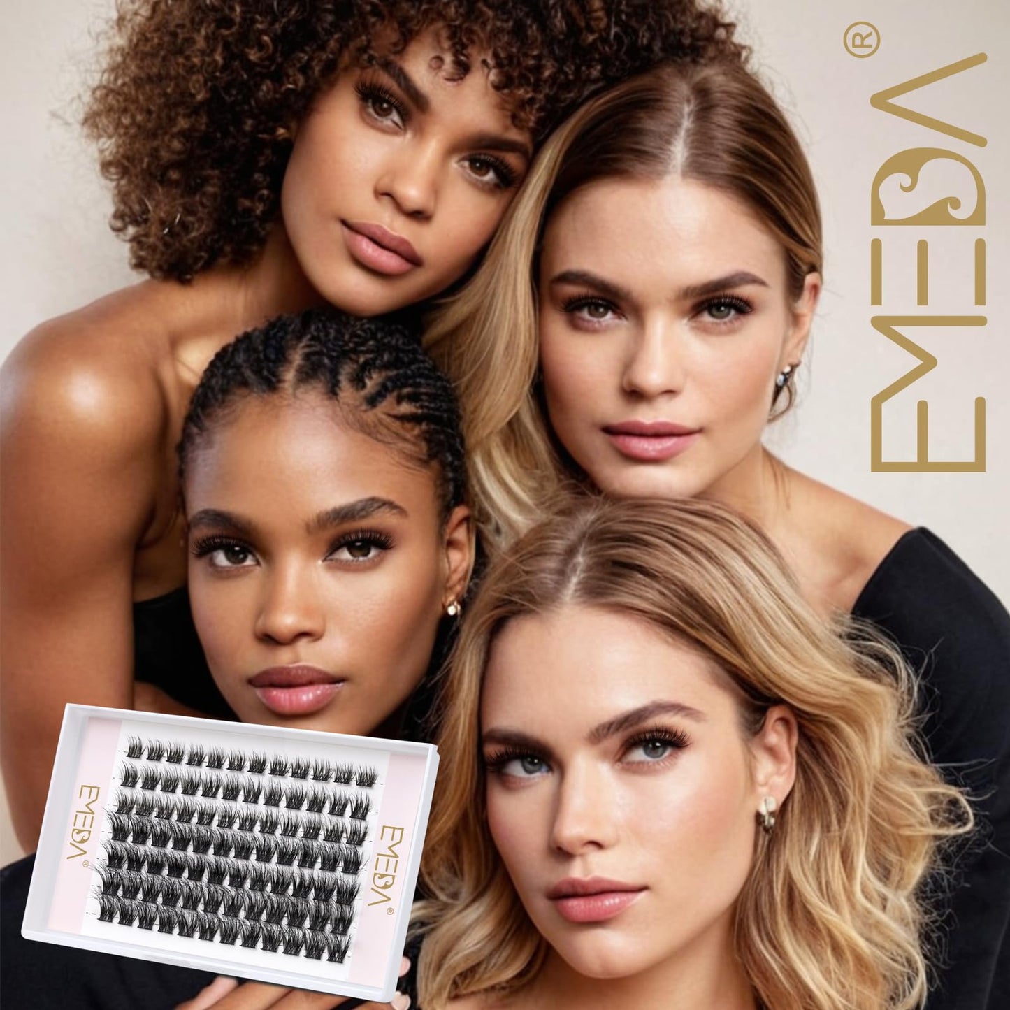 3D Fluffy Lash Clusters 14mm EMEDA Individual Wispy Cluster Eyelash Extensions 14mm DIY Cluster Lashes 3D Effect Eyelash Clusters (3D-EME333-14mm)