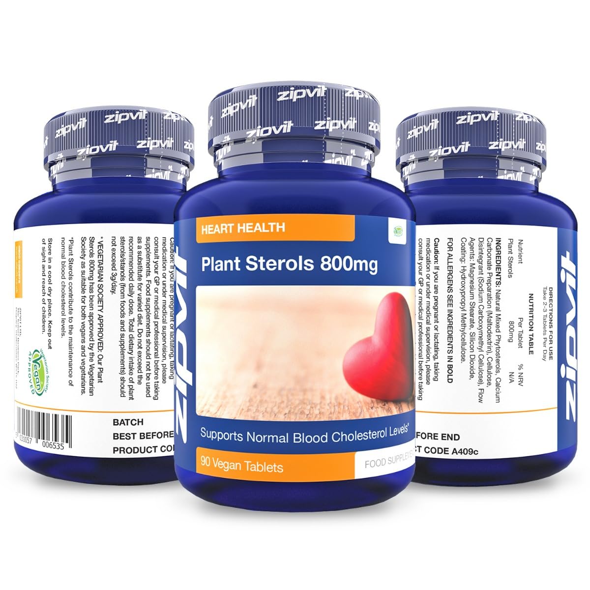 Plant Sterols High Strength 800mg, 90 Vegan Tablets, Supports and Helps Lower Cholesterol Levels