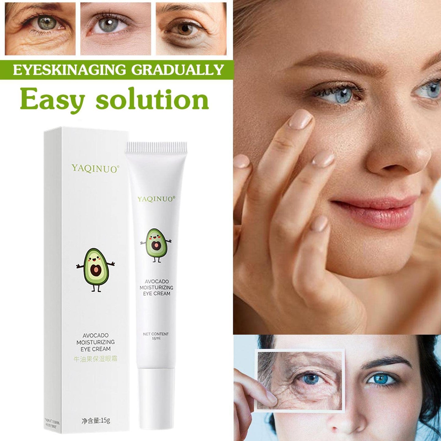 Avocado Eye Cream Elastic Moisturizing Eye Cream Remove Pouches Dark Circles Anti-Wrinkle Diminishing Eye Lines Lifting Firming