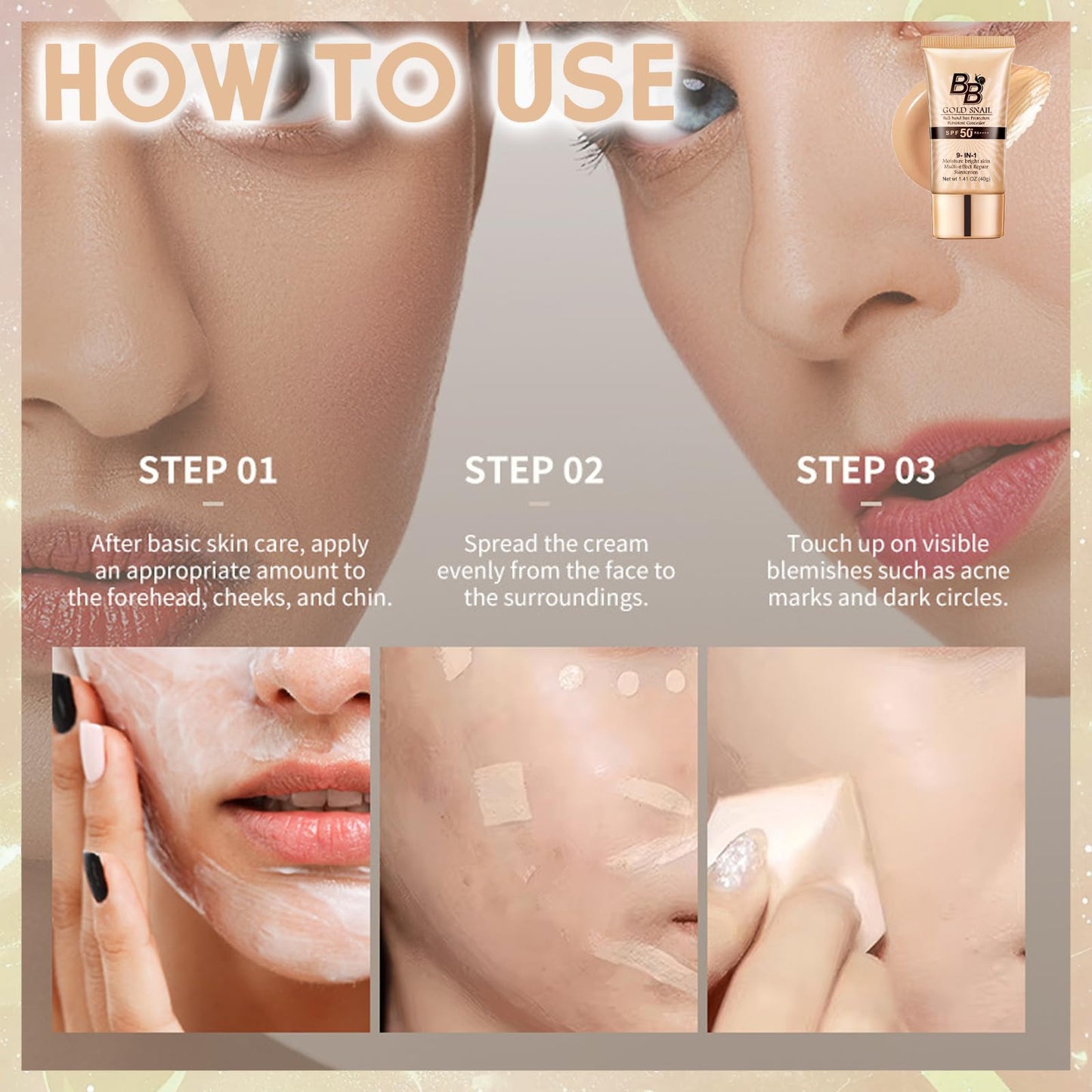 MINSHZEE Frosted foundation liquid, tinted moisturizer, foundation BB cream, BB cream with natural SPF 50+ facial moisturizer, tinted sunscreen, and snail-based sunscreen suitable for all skin types.