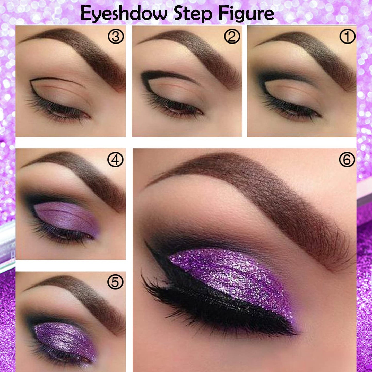 SONGQEE Glitter Liquid Eyeshadow, Metallic Matte Shimmer Sparkly Eye Shadows Glitter Eyeliner Liquid, Long Lasting Waterproof Quick Drying Eye Make up Kits(Purple)