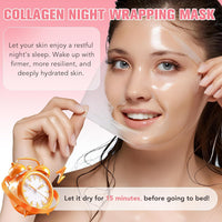 Skynest Collagen Night Wrapping Mask, Peel Off Collagen Mask for the Face, Deep Hydration, Reduces Wrinkles & Improves Skin Elasticity, Brush Included, 75 ml