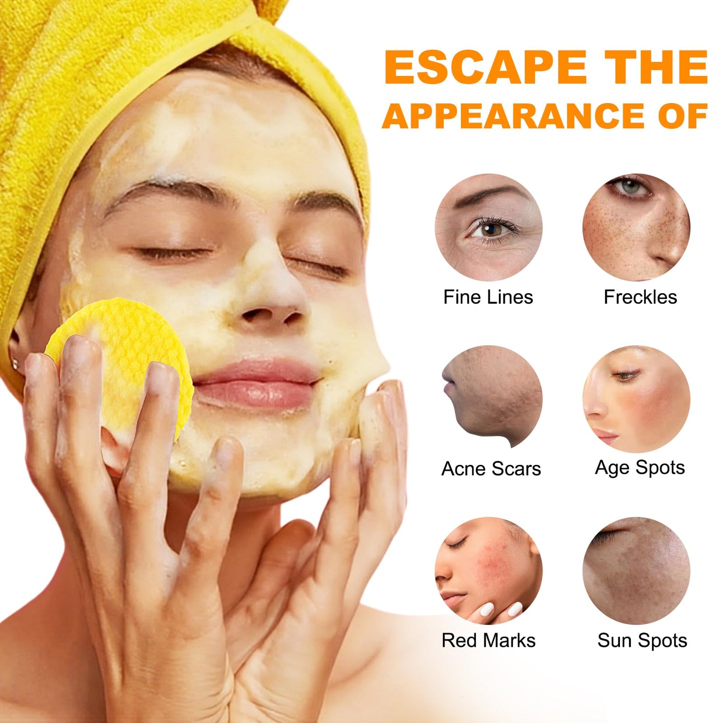 Kojic Acid and Turmeric Pads,Turmeric kojic Acid Pads for Face, Turmeric and Kojic Acid Cleansing Pads,Turmeric Cleansing Pads for Dark spots, Exfoliating, Acne Scars (30 PCS)