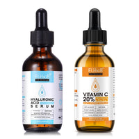 ELBBUB Vitamin C Serum 20% and Hyaluronic Acid Serum for Face, Anti-Aging, Brightening, Hydrating, Wrinkle Reduction, Dark Spot Corrector, Day & Night Skincare Set
