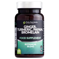 Only Nutrients | Ginger Turmeric Bromelain & Papain with Black Pepper Extract | 180 High Strength Botanical Anti-Inflammatory Tablet Supplements | GMP Approved | UK Made