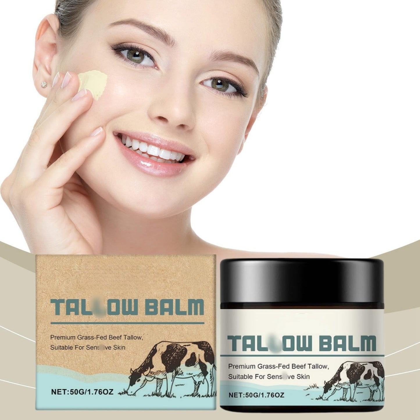 Fankayi Beef Tallow Skin Care Cream,Multi-Purpose Balm for Face & Balm Tallow Face Moisturizer for Sk-in Ca-re,Face Moisturiser,Face Cream,Tal-low Ba-lm,Tall-ow Moisturiser,Anti Wrinkle Cream,Sk-in Care Cream