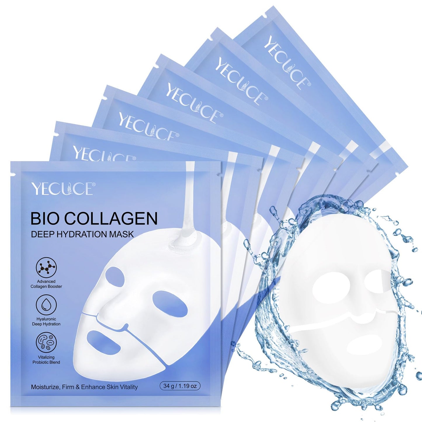 VCTSOF Bio Collagen Face Mask, Collagen Face Masks, Collagen Overnight Face Mask, Masks For Deep Repairing And Moisturizing Anti Wrinkles (6Pcs)