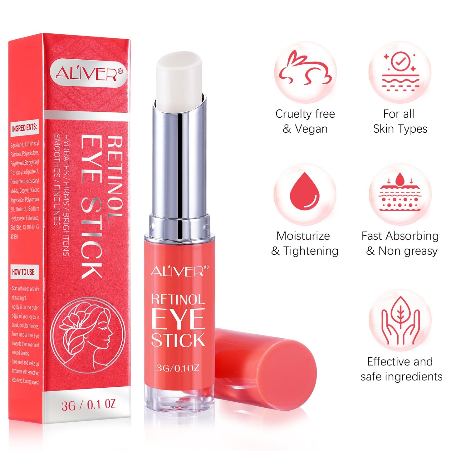 Generic Retinol Eye Stick, Eye Cream For Dark Circles And Eye Puffiness, Hydrates, Firms, Brightens, Fine Lines, For All Skin Types 3G (Retinol)