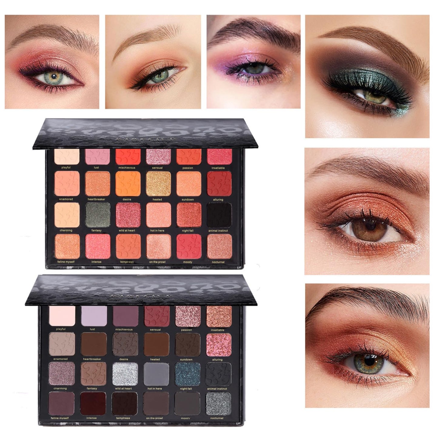 Generic 24 Color Leopard Print Eyeshadow Palette - Matte and Shimmer Shades Easy Blending Eyeshadow, Natural, Nude, Brown, and Smokey Makeup for Women Bold Party Look