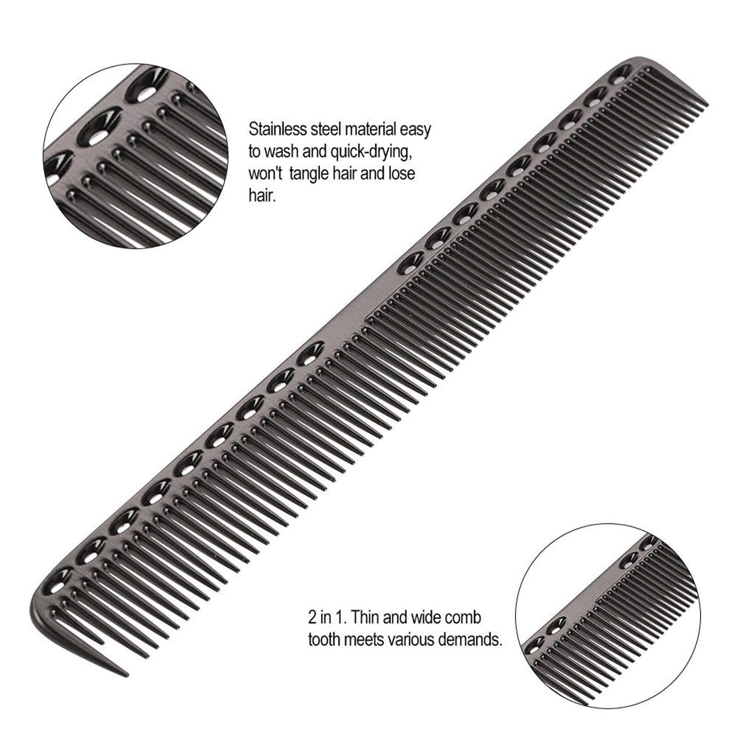 Generic Professional Hair Combs, Aviation Aluminum Metal Cutting Comb Hairdressing Comb, Salon Comb Master Barber Comb for Cutting and Hair Styling, Black