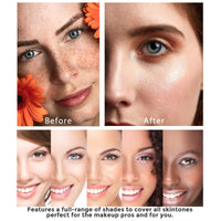 Flawless Colour Changing Foundation Makeup Base Warm Skin Tone Nude Face Moisturizing Liquid Cover Concealer Universal Shade for ALL Skin Makeup(2PCS)