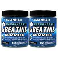 ANIANHAO Creatine Gummies 5000mg 150 Gummies Creatine Monohydrate Gummies - Berry Flavoured Creatine - Pre Workout Gym Supplement for Men & Women - Vegan Chews Chewable Max recommneded Strength (2Bottle)