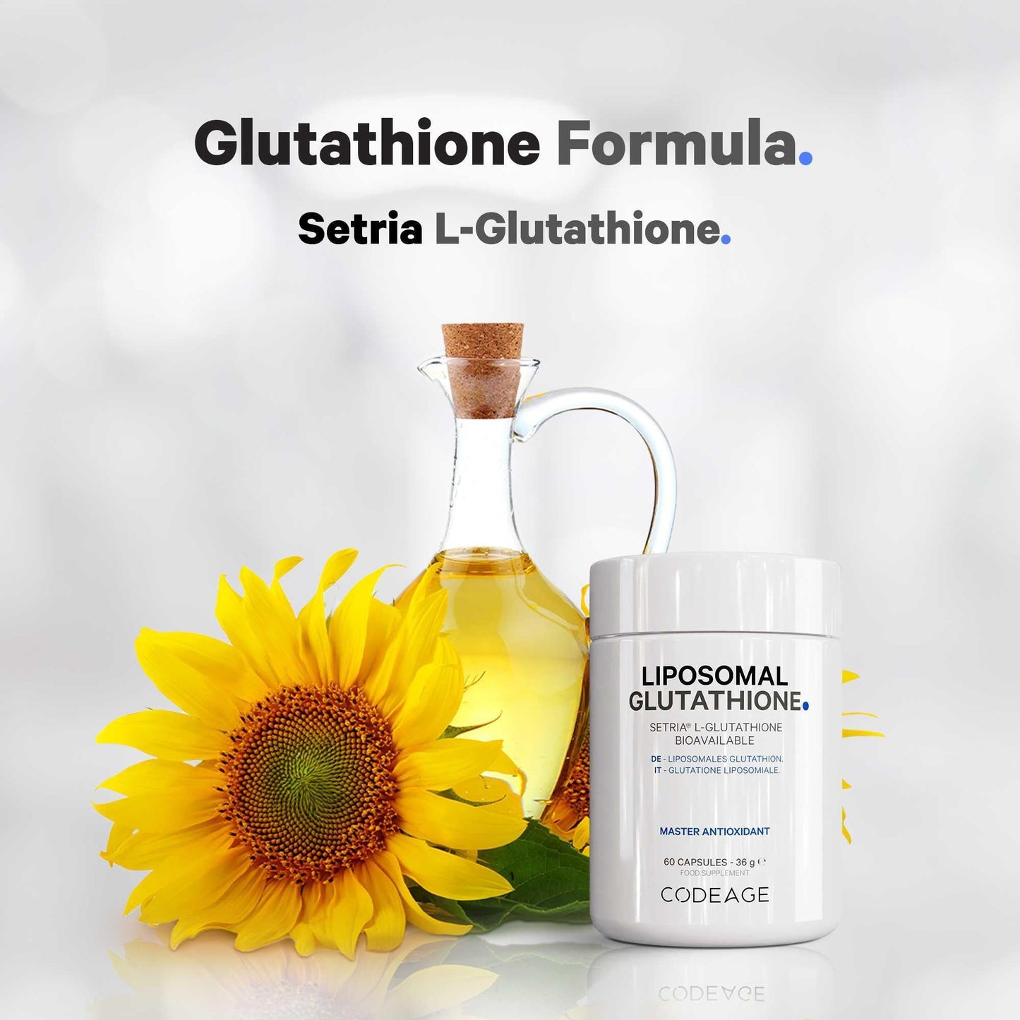 Codeage Liposomal Glutathione Supplement - Pure Reduced Setria L Glutathione Skin - Nano Encapsulated Glutathione Powder Pills - Phospholipids - Antioxidant Complex - Vegan, Non-GMO - 60 Capsules