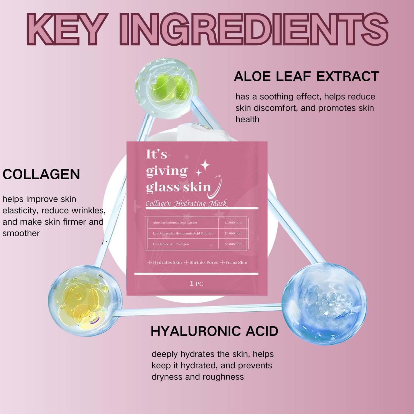 8PCS Glass Skin Collagen Mask - Deep Collagen Hydration Face Mask - Korean Skincare Face Masks for Firming & Moisturising - Collage.n Face Mask Overnight, Reduce Fine Lines & Wrinkles, Firming