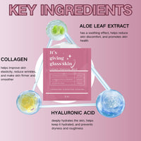 8PCS Glass Skin Collagen Mask - Deep Collagen Hydration Face Mask - Korean Skincare Face Masks for Firming & Moisturising - Collage.n Face Mask Overnight, Reduce Fine Lines & Wrinkles, Firming
