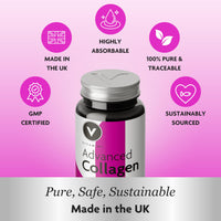 Premium Collagen Supplements for Women - High Strength Marine Collagen with Hyaluronic Acid, Biotin, Vitamin C & E - Supports Radiant Skin, Hair & Nails - UK Made - 90 Capsules