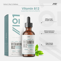 ALPHA01 Vitamin B12 Liquid Drops 3000mcg - 60ml (2 Months Supply) - High Strength Methylcobalamin Supplement - Vegan & Vegetarian Friendly - by Alpha01