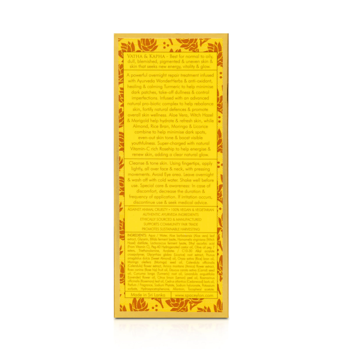 SPA CEYLON True Turmeric Vitamin C Glow Renewing Treatment Serum | Overnight Repair Treatment | Ayurveda | Acne Treatment | Best for Normal to Dull Pigmented Skin