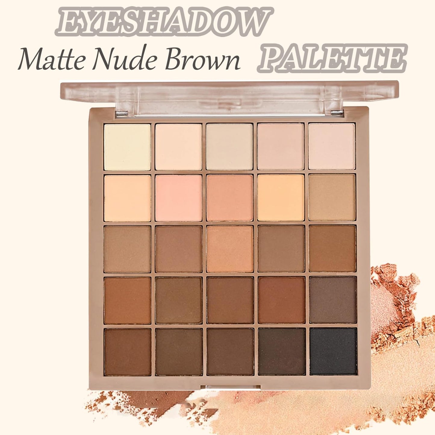 GEEWHILE Nude Eyeshadow Palette, 25 Full Matte Nude Brown Eye Shadow Pallets for Women, Highly Pigmented Brown Tones Eyeshadow Make Up Palettes Long Lasting Waterproof Taupe Pink Brown Eye Pallet