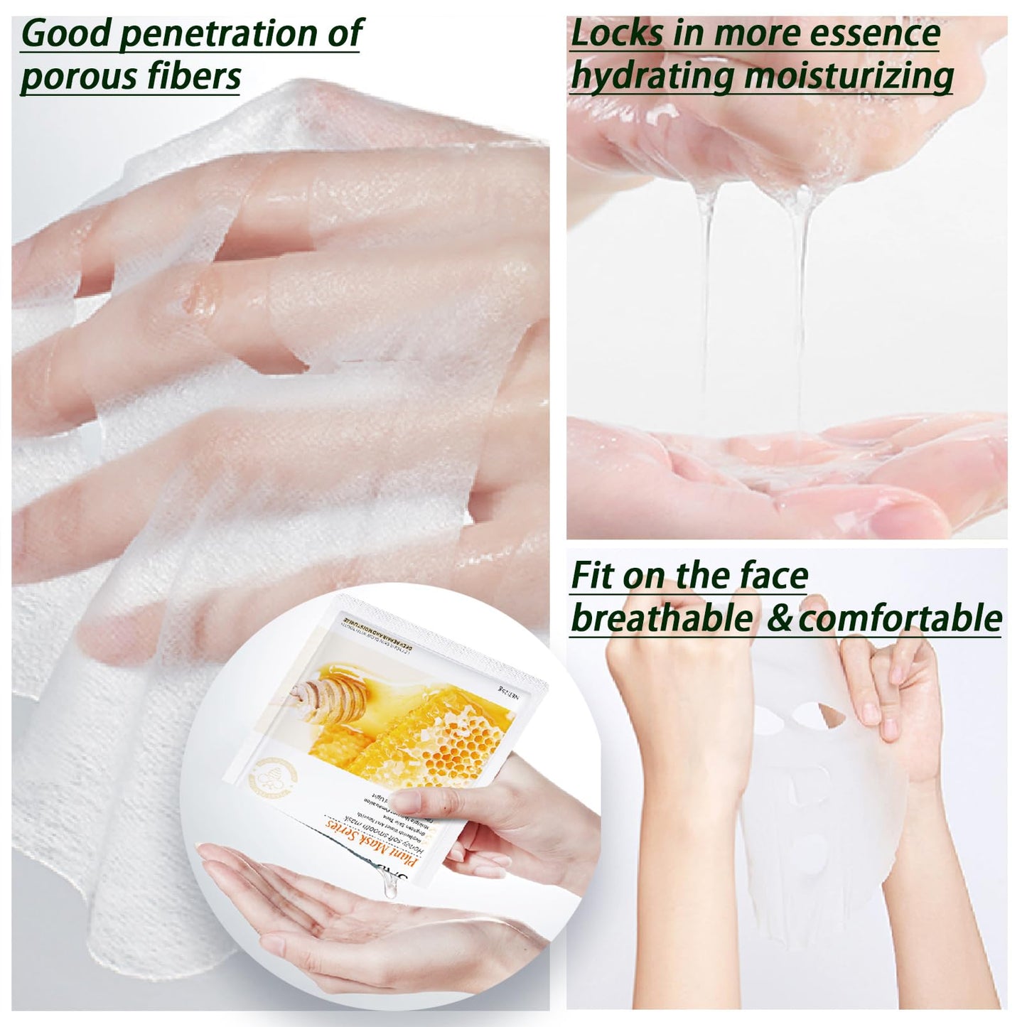 YUYUE-YY 5 Pcs Face Mask Set, Face Masks Skincare with Natural Fruit & Herbal Serum, Included Aloe Vera, Honey, Bamboo Charcoal, Avocado, and Cucumber, Hydrate, Brighten, Moisturize,Soothe for All Skin Types
