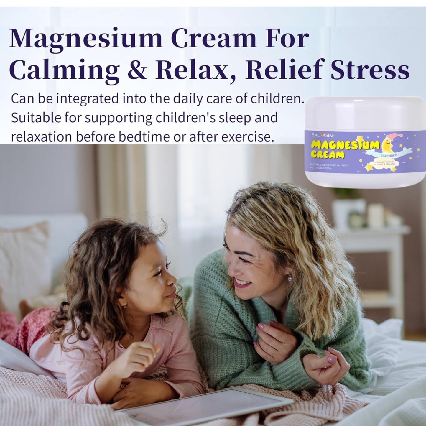 IZBEAUVO Magnesium Lotion For Kids, Bedtime Magnesium Cream For Sleep, Body Moisturiser With Calming Lavender Essential Oils & Shea Butter - Body Skin Care Apply To Legs,Arms Or Chest