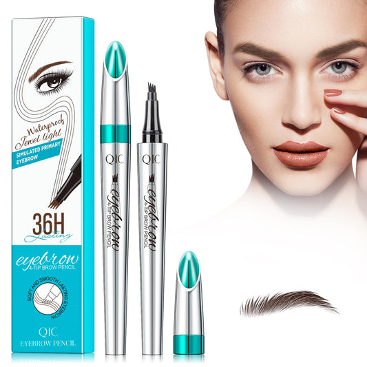 HZZYJ Eyebrow Pencil with 4 Micro-Fork Tip Long-lasting Waterproof Eyebrow Pen and Smudgeproof Brow Pen,Creates Natural Looking Defined Eyebrows (Dark brown)