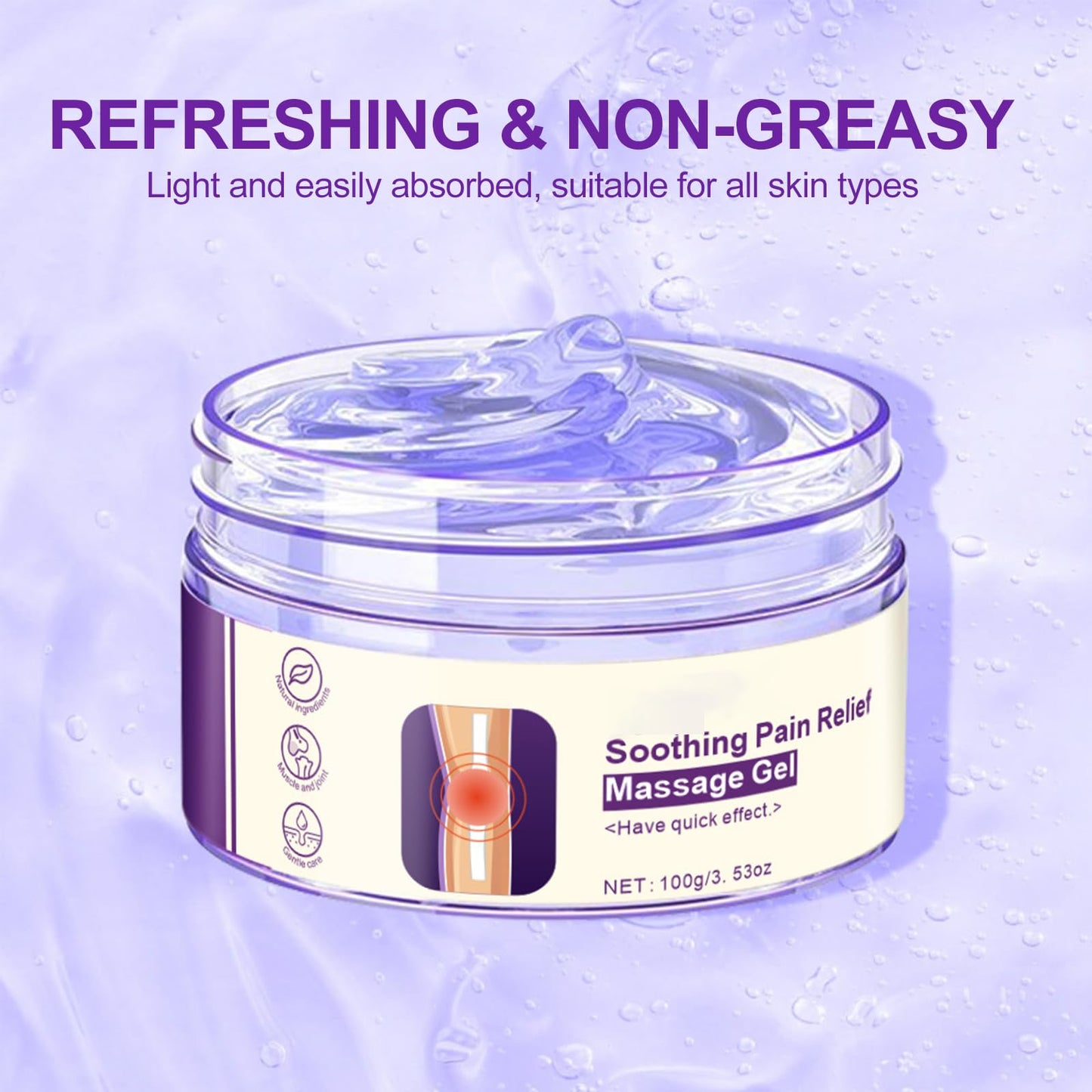 2Pcs Joint Pain Relief Gel Purple Soothing Massage Gel for Joint Activities Throughout The Body, with Emu Oil & Turmeric, Effective Soothes Knees, Hands, Neck, Lumbar, and Feet