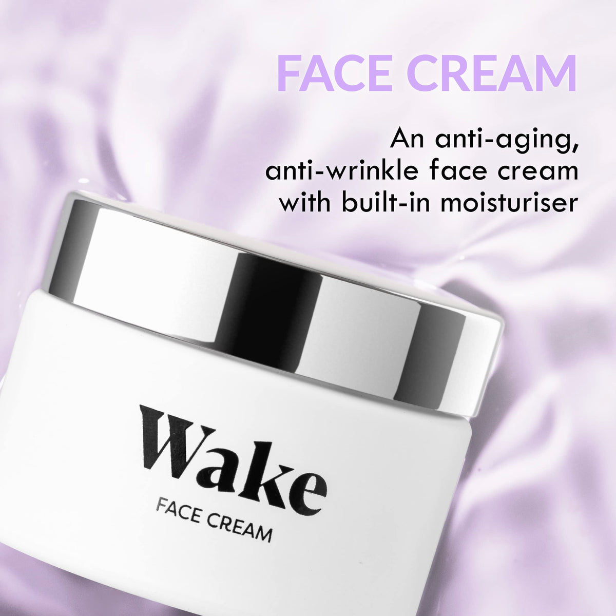 Wake Skincare Face Cream for Dry Skin, Moisturiser for Dry Skin - Hyaluronic Acid Moisturiser - 50ml, Dry Skin Cream - Natural Antioxidants & Dry Skin Face Cream, Face Moisturiser for Dry Skin