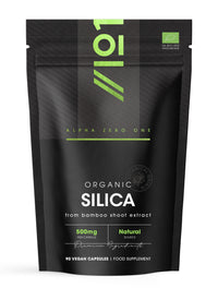 Organic Silicia 500mg - from Bamboo Shoot Extract - 90 Vegan Capsules (3 Months Supply) - Resealable and Recyclable Pouch - by Alpha01