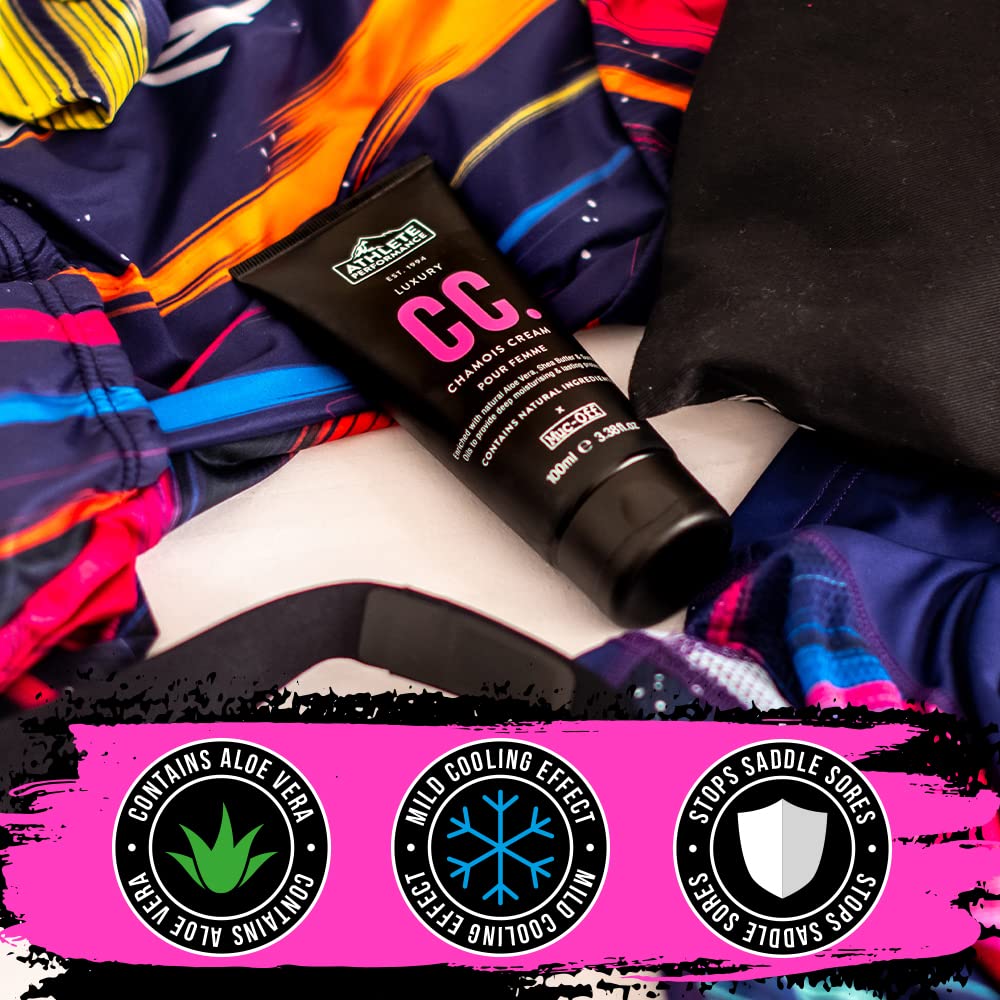 Muc Off Muc-Off Luxury Womens Chamois Cream, 100ml - Cooling Anti Chafing Cream, Ultra-Hydrating Moisturiser - Chamois Cream for Cyclists, Runners, Athletes