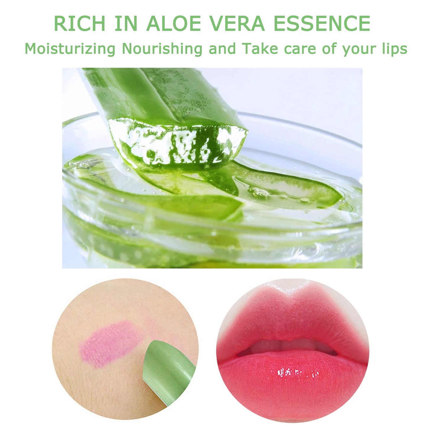 Tongyend Lip Balm Set,Aloe Vera Lipstick,3PCS Magic Temperature Colour Changing Lip Gloss,Long-Lasting Moisturising Nutritious Cream,Lip Plumper Makeup Set