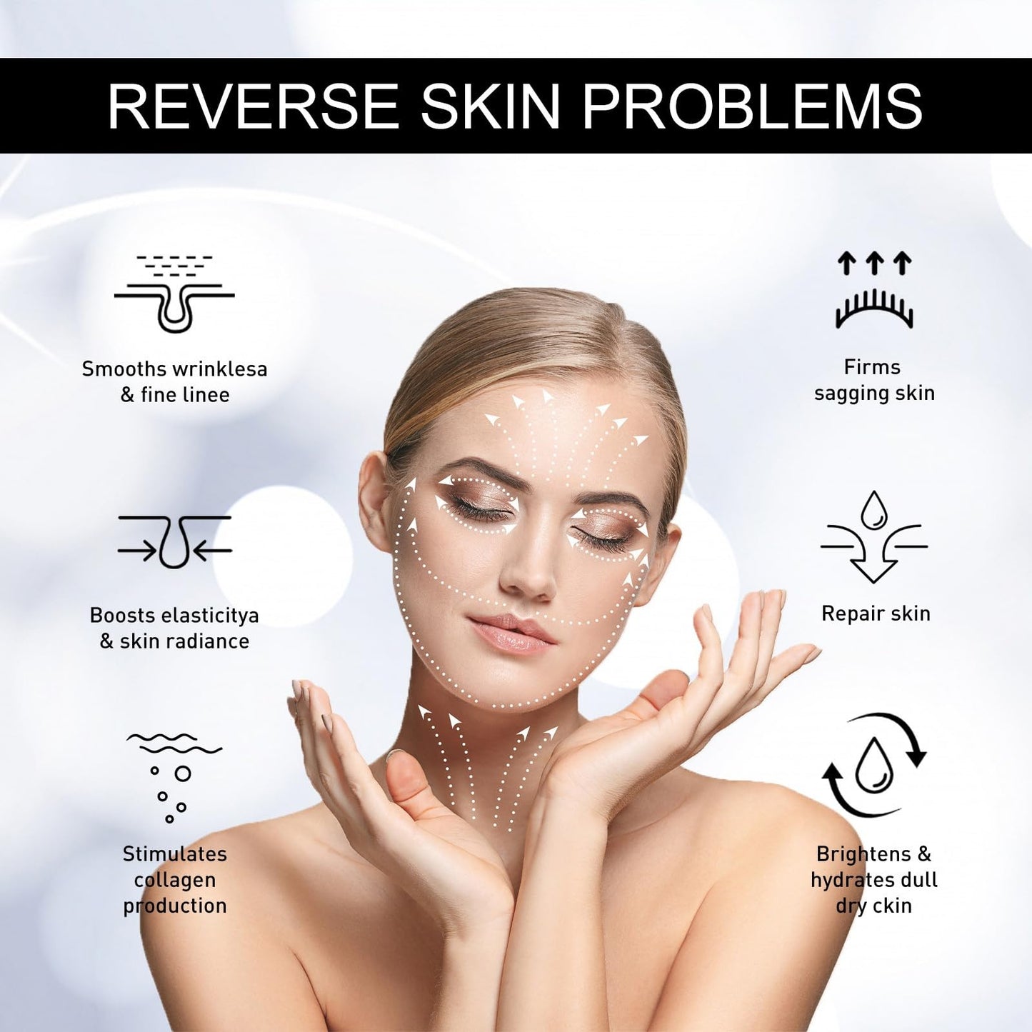 Skips the Line Instant Wrinkle Eraser Face Cream,Face Tightening Cream,Anti Ageing Face Cream,Firming Cream for Loose Skin,Deep Nourishing & Repairing,Wrinkle Filler,Moisturiser Face Women,Anti Aging