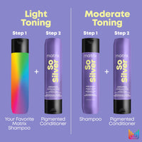 Matrix Pigmented Conditioner for Blonde and Grey Hair, Neutralises Yellow Undertones, With Ceramides and Dyes, So Silver Pigmented Conditioner, 1 x 300 ml