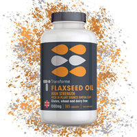 Transforme Flaxseed Oil Capsules 1000mg, Cold Pressed Omega 3 6 9, 365 Softgels, High in Alpha Linolenic, Linoleic & Oleic Acid, 2000mg Serving, Lactose & Gluten Free, 6 Month Supply