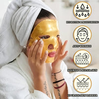 10 x 24K Gold Bio Collagen Face Mask Crystal Gold Powder Gel Facial Masks Anti Ageing Hydrating Moisturizing Brightening Skincare for All Skin Types