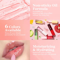 BoloShine 6pcs Plumping Lip Gloss Tinted, Fruit Flavoured Moisturizing Lip Oil Long Lasting Nourishing Lipgloss, Liquid Hydrating Lip Plumper Tube Cosmetic for Women