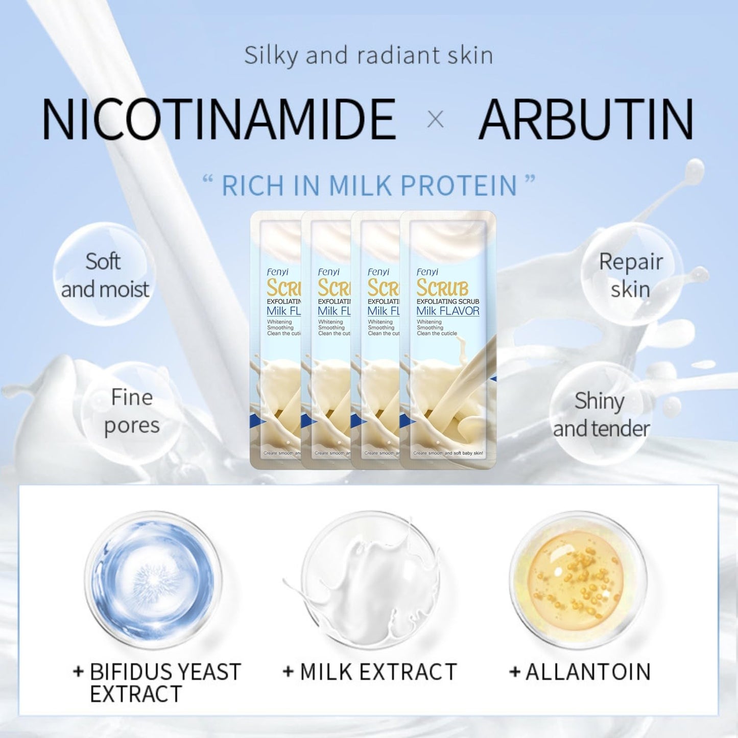 ISBEAUSOLS 12PCS Milk Skincare Set - Skin Care Sets & Kits for Travel - Body Scrub, Face Cream,Face Mask - Skincare Set for Teenage Girls Women - Facial Kit for Moisturising