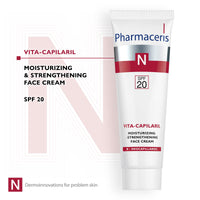 Pharmaceris N Vita-Capilaril, Moisturizing and Strengthening Face Cream SPF 20, Reduces Redness, Face Moisturiser for Couperose Skin, Vitamin PP - 50 ml