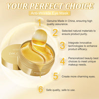 Ledeak 24K Gold Eye Mask, 60 Pcs Hydrating Under Eye Patches for Women Men, Anti Wrinkle Under Eye Gel Patches, Eye Gel Pads Skincare Set for Reduce Puffy and Dark Circles