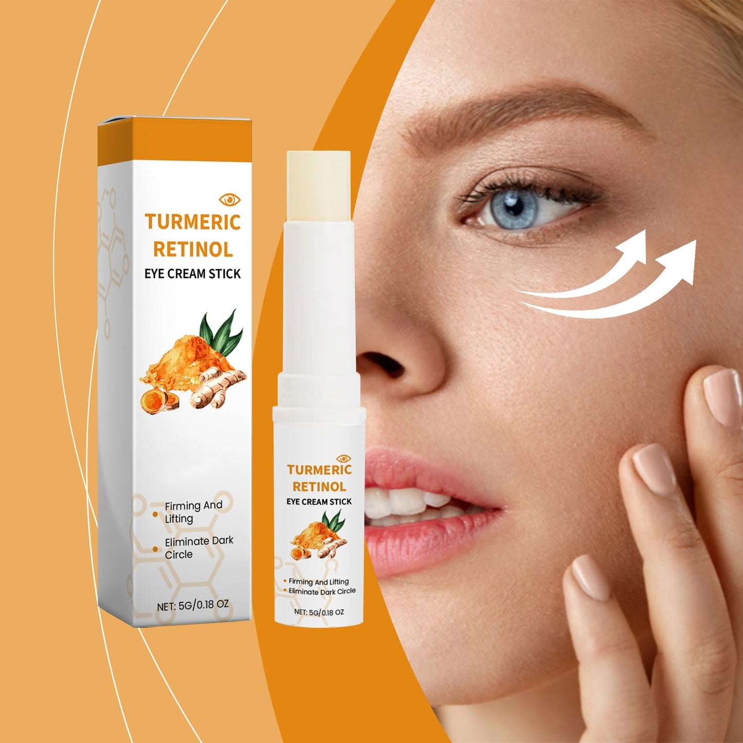 AuraBeen Turmeric Eye Stick for Dark Circles and Puffy Eyes - Hydrating Under Eye Cream Stick Infused with Beneficial Ingredients for a Refreshed Look
