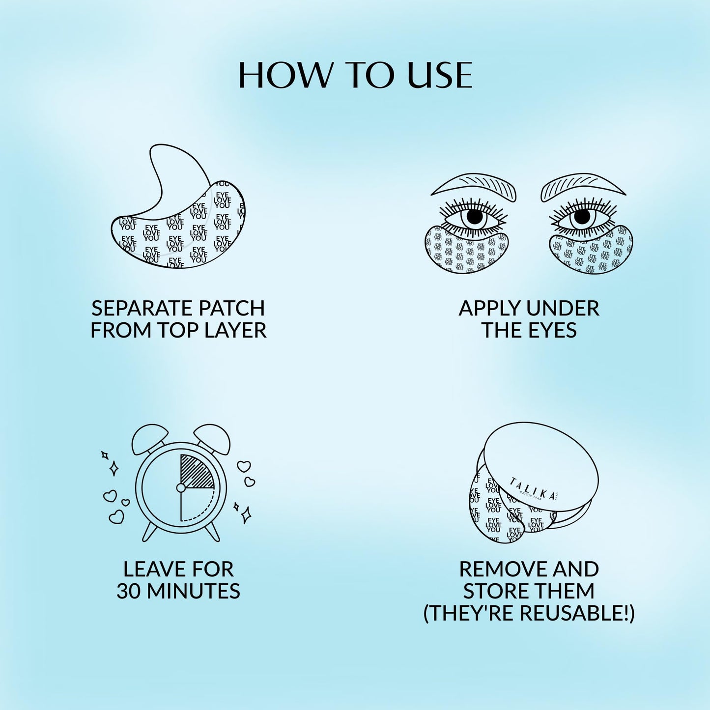 TALIKA Eye Therapy Instant Smoothing Eye Masks for Dark Circles and Puffy Eyes -Reusable Under Eye Patches For Immediate Effect, 6 count