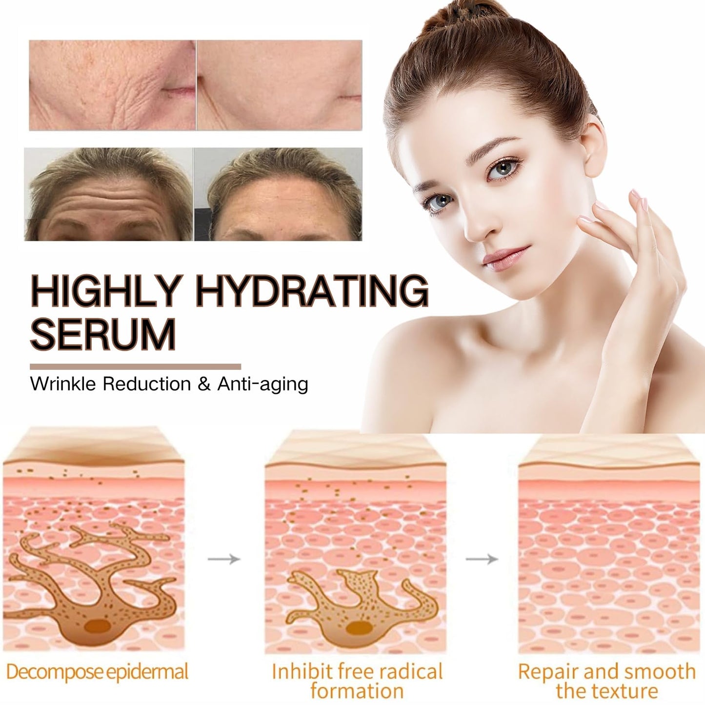 Collagen Boost Anti-Aging Serum, Wrinkle Fillers That Work Hydrating Serum, Dark Spot Correcting Glow Serum,Collagen Boost Serum For Face,Anti Aging & Wrinkle For Youthful Large-capacity 100 ML