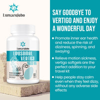 Lumarejebo Liposomal Vertigo Softgel 1600mg, Inner Ear Balance Supplement with Ginger & Ginkgo Extract, Relieve Motion Sickness & Dizziness, 60 Softgels