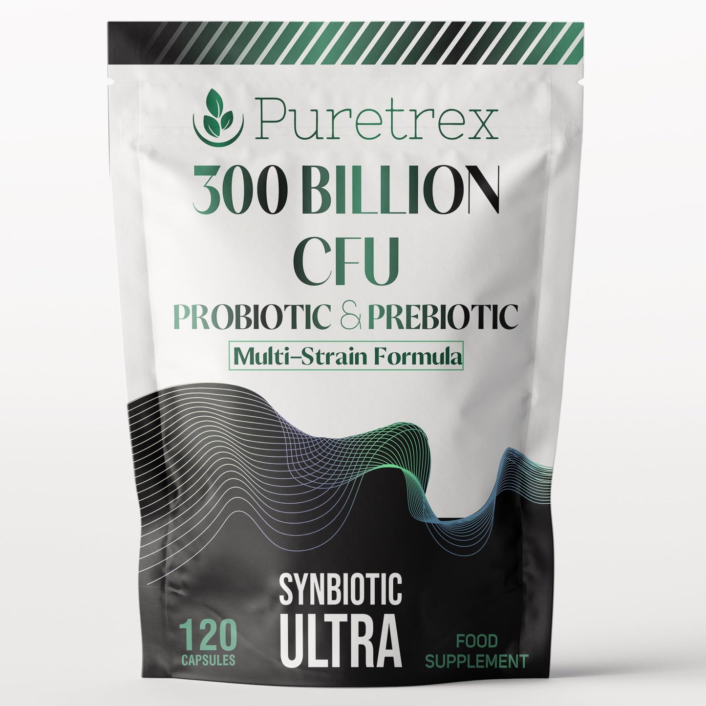 PURETREX 300 Billion CFU Probiotic & Prebiotic Multi-Strain Formula, Synbiotic Ultra, 120 Capsules