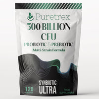 PURETREX 300 Billion CFU Probiotic & Prebiotic Multi-Strain Formula, Synbiotic Ultra, 120 Capsules