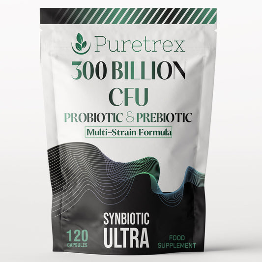 PURETREX 300 Billion CFU Probiotic & Prebiotic Multi-Strain Formula, Synbiotic Ultra, 120 Capsules