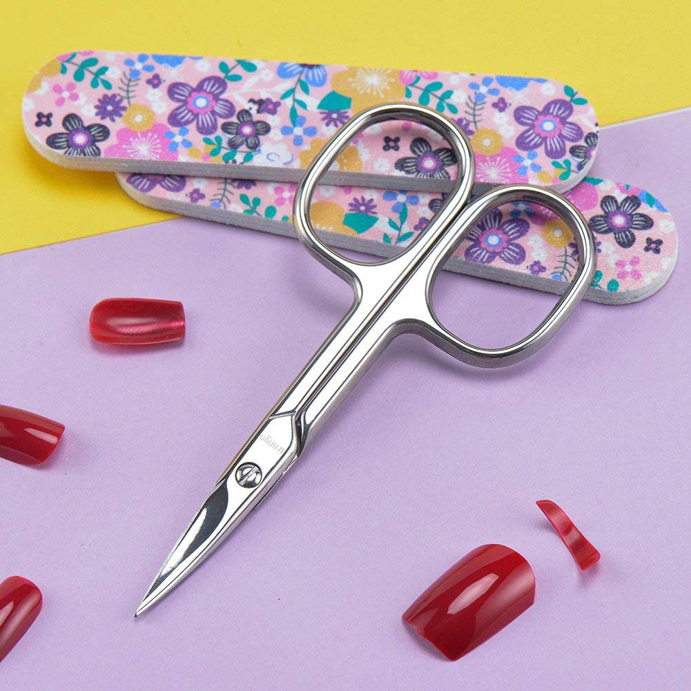 LIVINGO Premium Manicure Scissors Multi-Purpose Stainless Steel Cuticle Pedicure Beauty Grooming Kit for Nail, Toenail, Eyebrow, Eyelash, Dry Skin Curved Blade 9cm