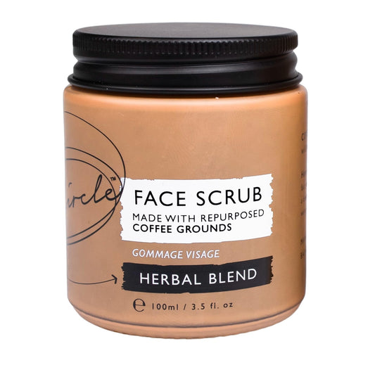 UPCIRCLE UpCircle Coffee Face Scrub - Herbal Blend For Oily, Combination + Spot Prone Skin 100ml - Tea Tree, Shea Butter, Coconut + Rosehip Oil - Natural, Vegan Face Exfoliator For Soft, Smooth Skin