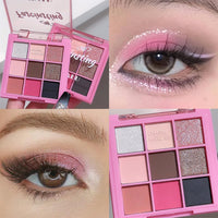 GEEWHILE Pink Eyeshadow Palette Brown Black Pink Matte Glitter Eye Shadow Pallets For Women, Highly Pigmented Long Lasting Pink Smokey Eyeshadow Make-Up Palettes Waterproof Blendable Pink Eyeshadow Palette